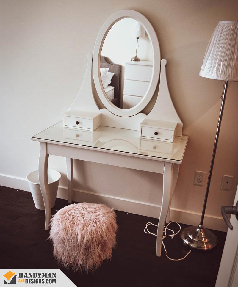 White Ikea Table with a Mirror