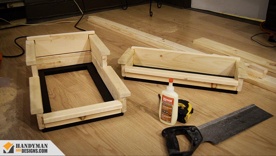 Gluing the wood pieces together