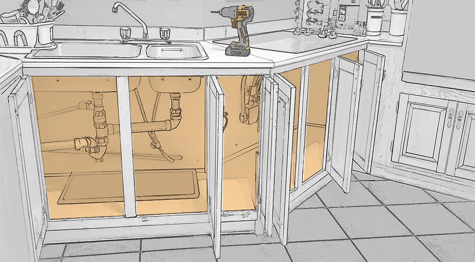 Graphic kitchen cabinet repairs