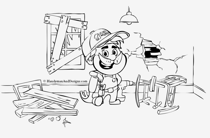 Cartoon Interior Repair Handyman